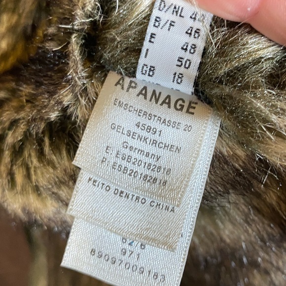 Vintage Apanage Faux Suede Fur Coat Jacket Leather Brown Shearling Sheepskin - Picture 13 of 16